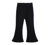 Legging évasé en polaire pour filles - Bas de cloche côtelé extensible - Pantalon de yoga et de danse - Taille haute - Élastique - Chaud - Pour l'hiver - Pour l'école, le sport et l'entraînement, Noir