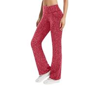 Legging évasé pour femme taille haute décontracté coupe bootcut confortable, extensible, polyvalent, usage quotidien, doux, respirant, décontracté autour du legging évasé, 03#_rouge, L