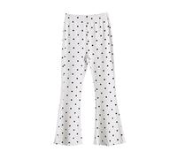 Legging évasé pour filles - Imprimé à pois - Pantalon de yoga amincissant - Pantalon décontracté - Pantalon doux et confortable - Pantalon tendance décontracté à jambe large, blanc, 7-8 ans
