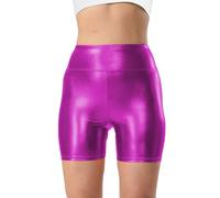 Legging Femme en Cuir Verni Taille Haute Ultra Haute Legging Court Moulant Brillant Leggings Danse Fitness Costume Soirée Cabaret Robe Spectacle Théâtre Pantalon Sport Urbain