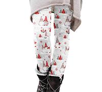 Legging Femme Noel Leggings Polaire Vetement De Noël Neige Fleur Élastique Mode Élégant pour Ugly Coton 3D Anti Cellulite Grande Taille Chaud Motif Lutin c-F S