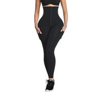 Legging Femme Pantalon Entraîneur De Taille Pour Femmes 2 En 1 Corset Leggings Taille Haute Crochets Réglables Contrôle Du Ventre Shaper Pantalons De Yoga Gym Entraînement Shapewear Xl 6210-Blackpoc