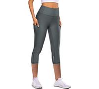 Legging Femme Sport Push Up Leggings Gym Taille Haute Legging 3/4 capri Sport Yoga Pilates Anti-cellulite Pantalon Contrôle Ventre Leggings Minceur Compression Running Élégant, gris, XL