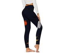 Legging Femme Taille Haute Imprimé Halloween Chauve Souris pour Yoga Fitness Course à Pied Entraînement Minceur Abdomen Push Up Confortable Bottes de Sport Pantalon Sportif Femme(Navy, L)