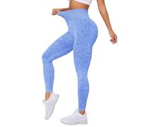 Legging Femme Taille Haute pour Yoga Fitness Course à Pied Entraînement Minceur Abdomen Séchage Rapide Respirant Serré Confortable Bottes de Sport Pantalon Sportif Femme(Blue, S)