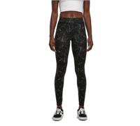 Legging femme Urban Classics Soft AOP - imprimé allover noir/gris, taille haute, jersey stretch XS