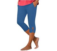Legging Femmes 3/4 Taille Haute Élastique Opaque Grande Taille Short de Sport Capri Opaque Legging pour Salle Yoga Court en Tissu Pantalon d'Été Activewear Trois-Quarts