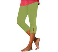 Legging Femmes 3/4 Taille Haute Élastique Opaque Grande Taille Short de Sport Capri Opaque Legging pour Salle Yoga Court en Tissu Pantalon d'Été Activewear Trois-Quarts