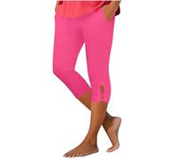 Legging Femmes 3/4 Taille Haute Élastique Opaque Grande Taille Short de Sport Capri Opaque Legging pour Salle Yoga Court en Tissu Pantalon d'Été Activewear Trois-Quarts