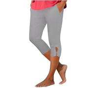 Legging Femmes 3/4 Taille Haute Élastique Opaque Grande Taille Short de Sport Capri Opaque Legging pour Salle Yoga Court en Tissu Pantalon d'Été Activewear Trois-Quarts