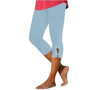 Legging Femmes 3/4 Taille Haute Élastique Opaque Grande Taille Short de Sport Capri Opaque Legging pour Salle Yoga Court en Tissu Pantalon d'Été Activewear Trois-Quarts