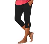 Legging Femmes 3/4 Taille Haute Élastique Opaque Grande Taille Short de Sport Capri Opaque Legging pour Salle Yoga Court en Tissu Pantalon d'Été Activewear Trois-Quarts