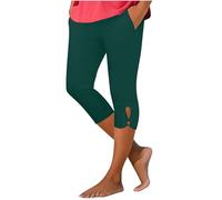 Legging Femmes 3/4 Taille Haute Élastique Opaque Grande Taille Short de Sport Capri Opaque Legging pour Salle Yoga Court en Tissu Pantalon d'Été Activewear Trois-Quarts