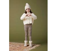 Legging fille doublé maille polaire marron imprimé 12A