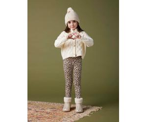 Legging fille doublé maille polaire marron imprimé 12A