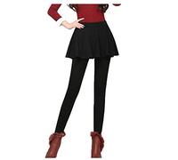 Legging Hanche Doublé Polaire Femme Hiver Super épais Chaud en Velours Extensible,Legging Femme avec Jupe A-Line Jupe,Faux Deux Pantalon Jupe Collant Legging Femme Grande Taille Sport Noir
