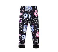 Legging imprimé lettres pour filles - Legging pleine longueur pour enfants - Collants sans pieds doux et chauds - Legging d'hiver moulant - Pantalon chaud pour enfants, Noir , 7-8 ans