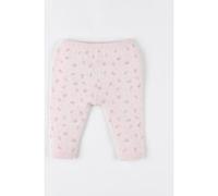 Legging imprimé végétal en tricot bio fin, rose clair 1M