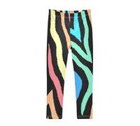 Legging imprimé zèbre fluo pour filles, collants de danse, pantalon de yoga décontracté, leggings pour enfants, 4T, Imprimé zèbre fluo, 9-10 ans