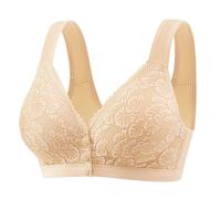 Legging Jean Grossesse Bras for Older Women Breathable Front Closure Bras Full Support No Underwire Everyday Bra Fille Chat (Beige, 44B)