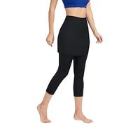 Legging Jupe Femme Sport Legging Court, Pantalon Sport Grande Taille 2 en 10 Gym avec Poches Opaque Taille Haute pour Jogging Tennis Badminton RandonnéE Squash Yoga