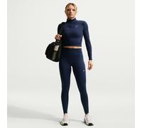 Legging long taille haute Nike One Seamless Front pour femme Midnight Navy/Blanc XL (FR 50-52)