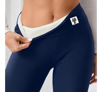 Legging Polaire Doux Extensible Confort Second Femmes Legging | Tissu polaire épais, isolation thermique supérieure, idéal pour les hivers froids et la neige(Light yellow M)