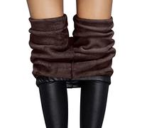 Legging polaire femme hiver chaud en simili cuir legging taille haute contrôle du ventre collants pantalon grande taille sans coutures mats en cuir PU sous vetement thermique Élastiques (C, XL)