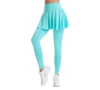 Legging pour Femme avec Jupe de Tennis - Pantalon de Sport Stretch Opaque avec Poches - pour Course, Golf, Randonnée, Yoga