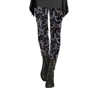Legging pour femme grande taille - Legging en coton pour femme - Pantalon haut extensible sur mesure pour rehausser les fesses - Pantalon court amincissant à imprimé vintage, E, 3XL