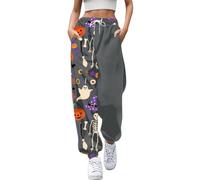 Legging pour femme - Pantalon de loisirs - Imprimé d'Halloween - Pantalon de jogging confortable - Pantalon souple avec taille élastique pour un usage quotidien - Pantalon avec chaîne pour femme