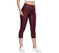 Legging pour femme Sept bandes réfléchissantes élastiques à séchage rapide Pantalon de yoga pour femme, Bordeaux, XL