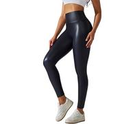 Legging Push Up Simili Cuir Femme Pantalon Taille Haute PU Slim Pantalon Skinny Pants
