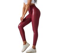Legging Push Up Simili Cuir Femme Pantalon Taille Haute PU Slim Pantalon Skinny Pants