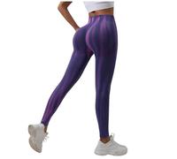 Legging rayé pour femme avec motif batik, legging taille haute, élastique, pour gym, yoga, sport, entraînement de lifting des fesses, leggings anti-cellulite taille haute, lilas, L