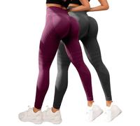 Legging Running Femme 2PC Leonie & Co Leggings 3D Anti Cellulite Femme Compression Minceur Taille Haute sans Couture Pantalon de Sport Yoga Fitness Sculptant Push-up Legging Cellulite