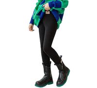 Legging taille haute en coton doux doublé pour filles - Legging chaud à la cheville - Extensible - Basique - Longueur complète - Uni - Collants sans pieds - Pantalon extensible pour filles