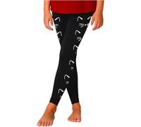Legging taille haute imprimé élégant pour fille. Vêtement décontracté confortable et sportif. Pantalon extensible pour le jeu et la vie quotidienne., Noir , 7-8 ans