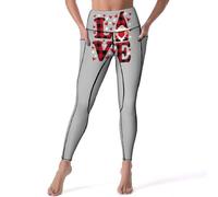 Legging taille haute pour femme, pantalon de yoga doux avec poches, Noir/blanc, XXL