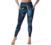 Legging taille haute pour femme, pantalon de yoga doux Celestial Ram Night Sky avec poches, noir, Taille M