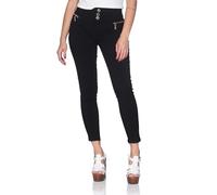 Legging taille haute pour femme - Pantalon skinny stretch slim fit - Pantalon moulant avec taille haute et fermeture éclair décorative - Tailles M à 4XL, Noir , 40
