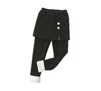 Legging thermique doublé en polaire pour fille - Épais et chaud - En coton extensible - Pour l'école, la danse, le sport, l'entraînement, Noir , 3-4 ans
