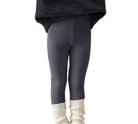 Legging thermique pour enfant, leggings doublés en polaire, leggings thermiques taille haute, pantalon thermique épais, pantalon long en coton, taille élastique, leggins d'hiver pour filles, gris, 140