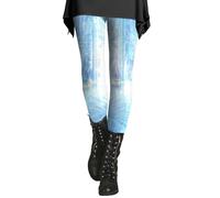 Legging thermique pour femme - Collants de yoga chauds imprimés à paillettes - Legging de sport avec fesses douces et fines pour l'entraînement, le sport, le yoga, la course à pied, bleu clair, 4XL