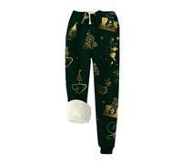 Legging thermique pour femme Noël F 5 velours chaud décontracté mode famille couple pantalon 18 2025, Jaune clair., L