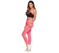 Boland – Legging opaque 02322 – troué, taille M, élastique, rose fluo