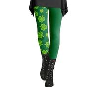 Legging vert pour femme - Taille haute - Extensible - Pour la Saint-Patrick - Trèfle irlandais - Tenue rave, 2#Or rose, 3XL