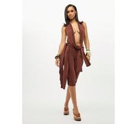 Leggings 3/4 en jersey avec détail tressé sur le côté, design de taille avec lien, coupe haute, ajustement près du corps, mode moderne automne-hiver L,M,S,XSUnicolore,RayéTissu tricoté