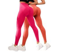 Leggings 3D Anti Cellulite 2PC Leonie & Co Leggings 3D Anti Cellulite Femme Compression Minceur Taille Haute sans Couture Pantalon de Sport Yoga Fitness Sculptant Push-up Legging Compression Femme