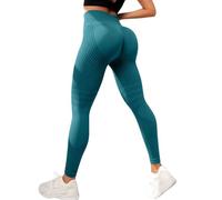Leggings 3D Lindalia, Taille Haute, Effet Gainant, Anti-Cellulite, Push-up, Sculptant, Yoga, Fitness, Sport (FR/ES, Alpha/Lettres, S, Vert)
